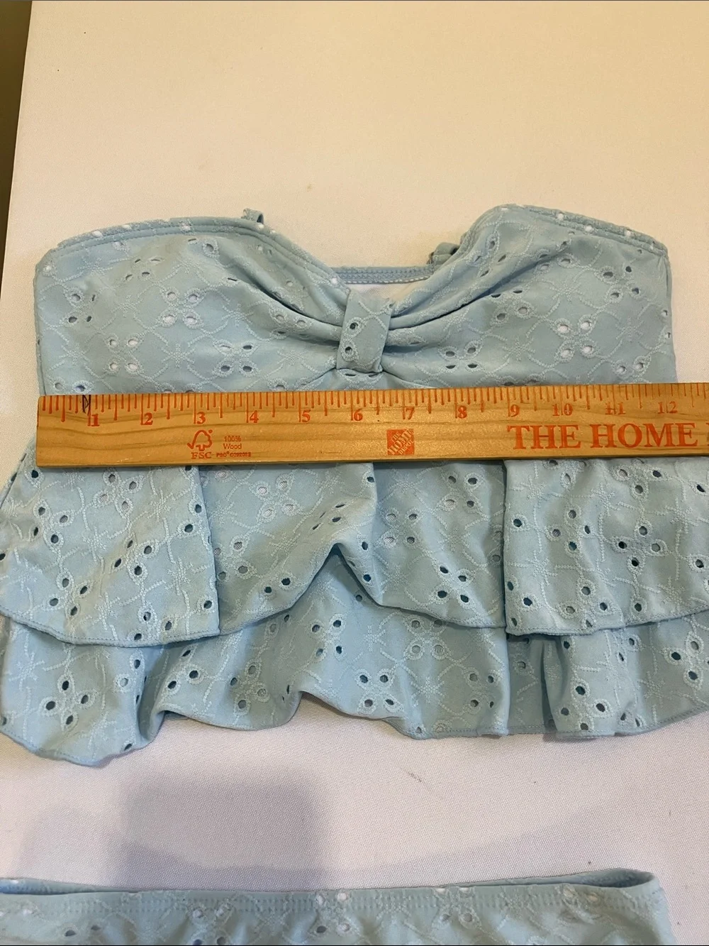 Light Blue Eyelet Ruffle Tankini Set - Kids Swim